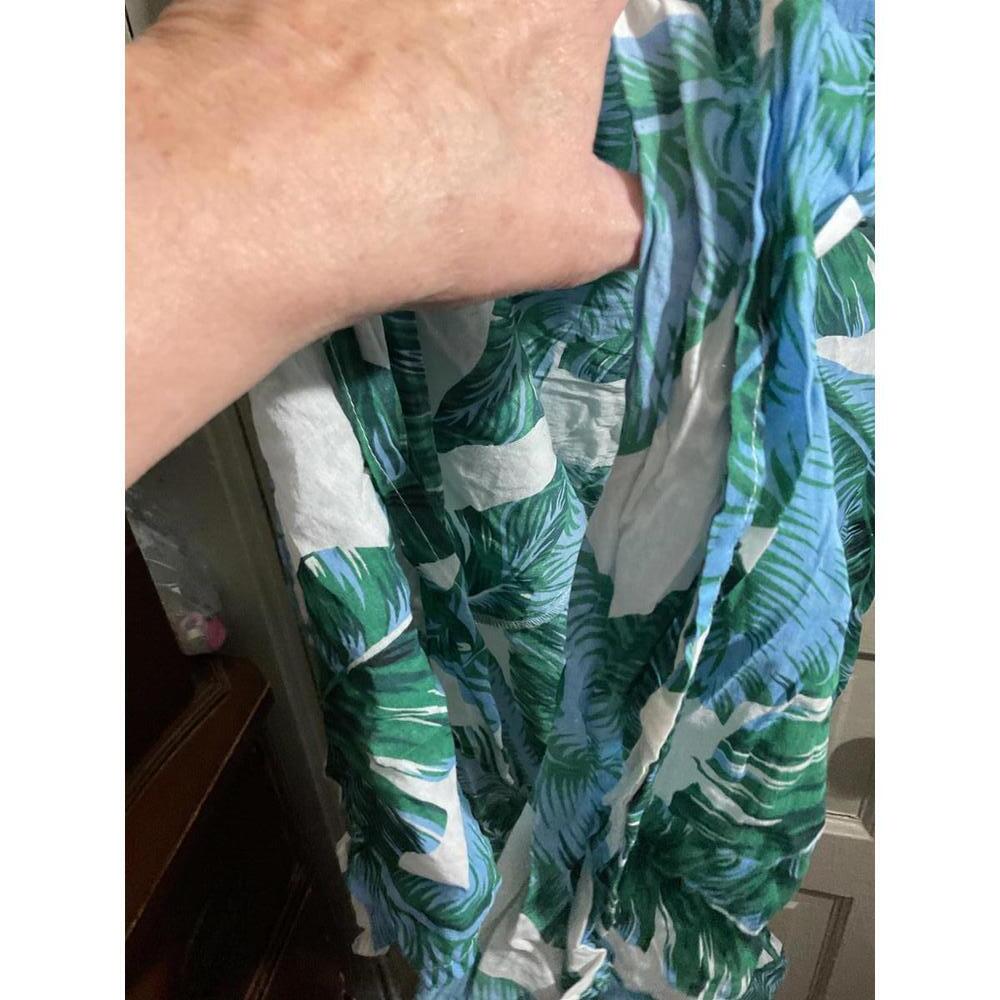 True Destinations Tropical Print Kaftan Dress with Tie Large - Picture 8 of 10